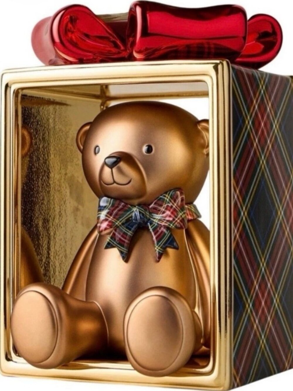 Bath & Body Works Gold Bear 3 Wick Candle Holder Pedestal
